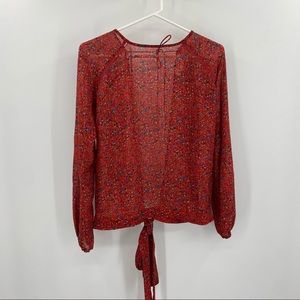 Sezane Red Floral Blouse